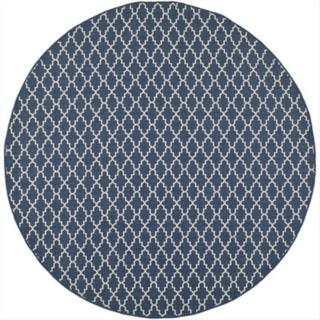 Safavieh 4 Ft. X 4 Ft. Round Indoor-Outdoor Courtyard- Navy And Beige- Machine Made Rug CY6919-268-4R